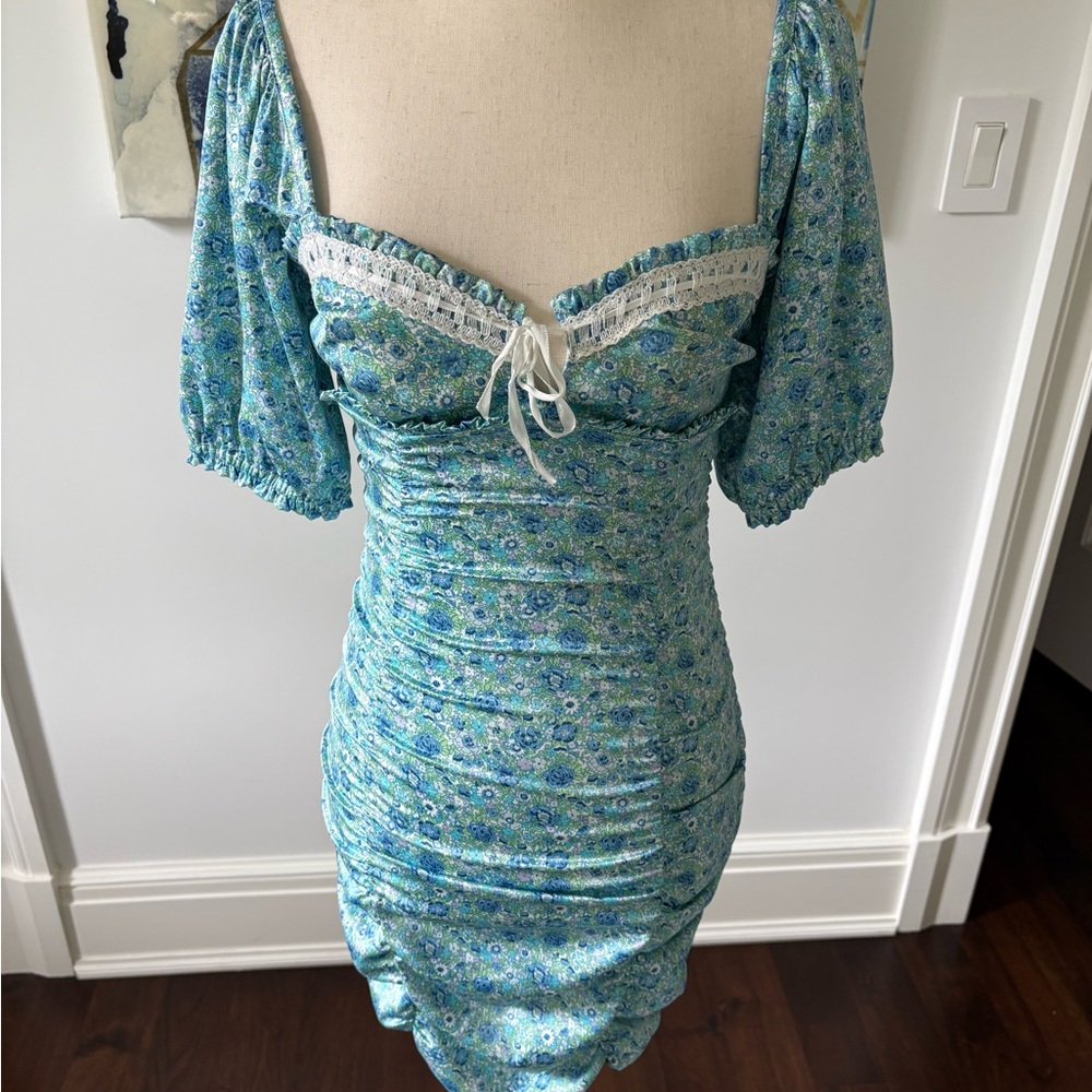 For Love And Lemons Blue Floral Dress